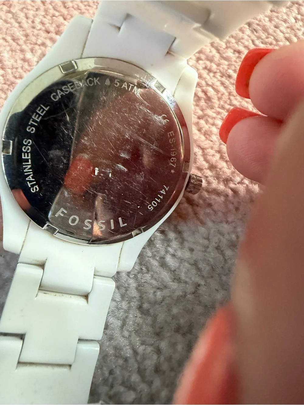 Fossil White Ceramic Watch with Crystal Bezel